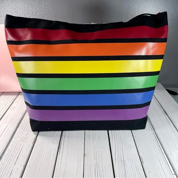 Karl Lagerfeld Xtra Large Black Rainbow Graphic Logo Tote  | NWT - Picture 2 of 7